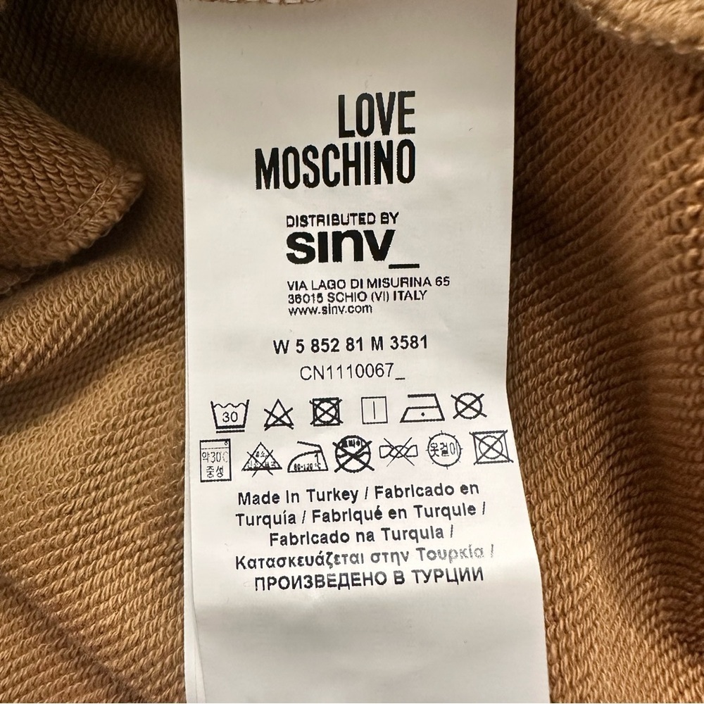 Love Moschino DISTRIBUTED BY SINV Sweatshirt Dress Gold Appliqués RARE SZ 4 NWOT - Picture 7 of 11